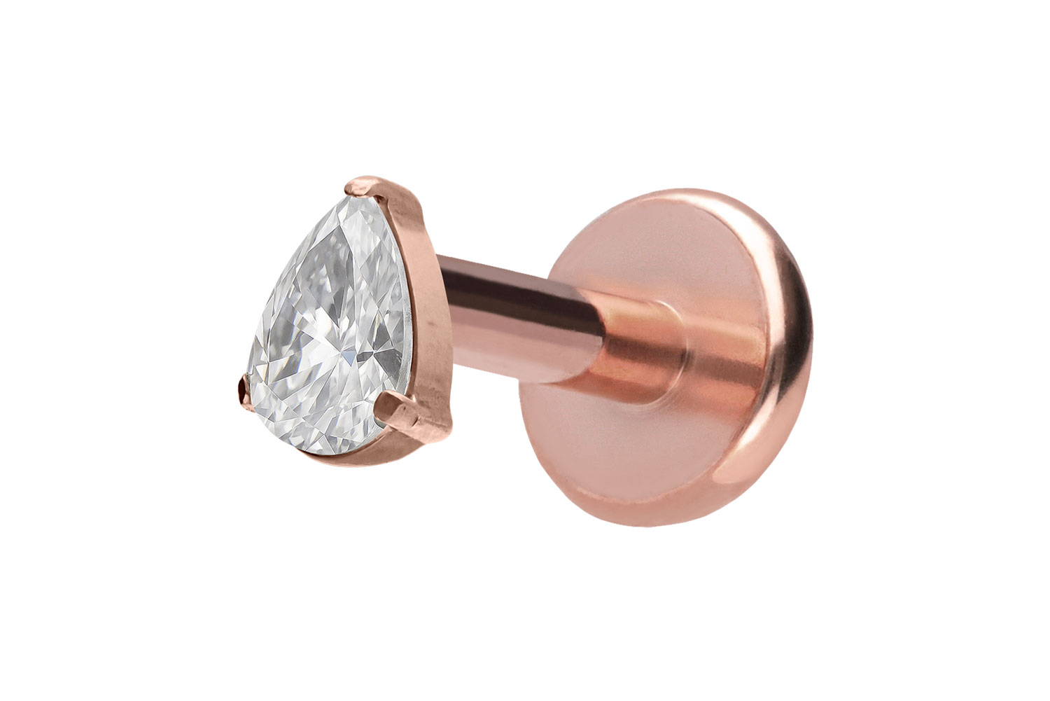 Titan Labret Piercing mit Push Fit KRISTALLTROPFEN